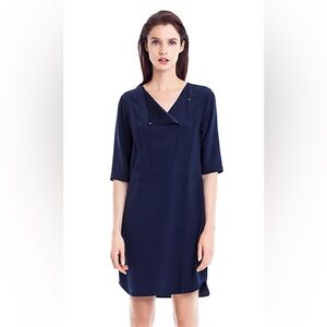 FILIPPA K navy blue Erin panel dress, minimalist Scandinavian chic, size medium